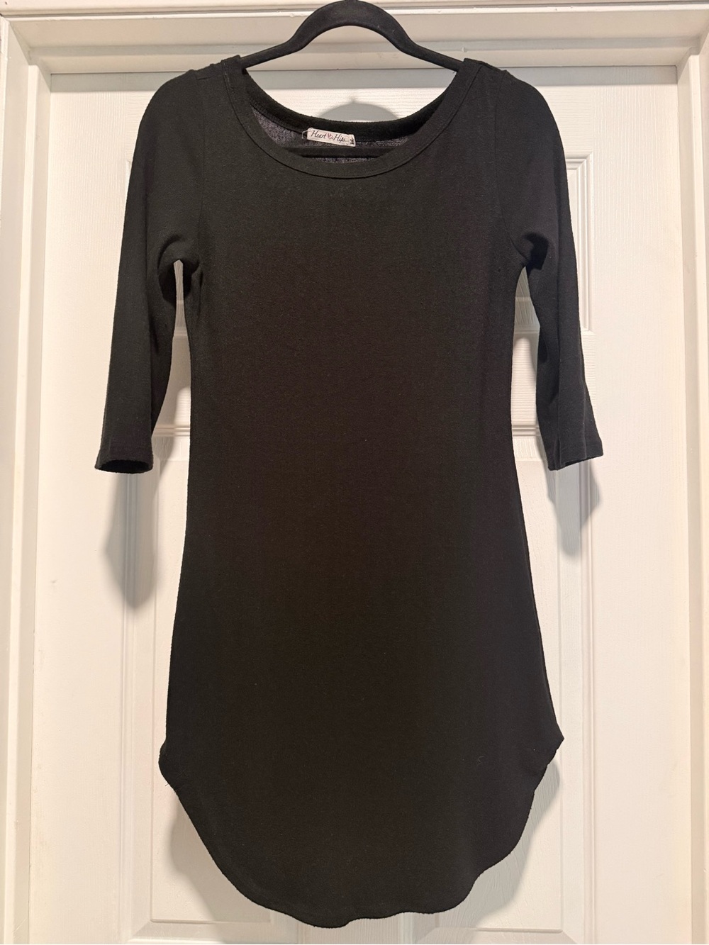 Heart & Hips Black Top with Pink Heart Tag Accent